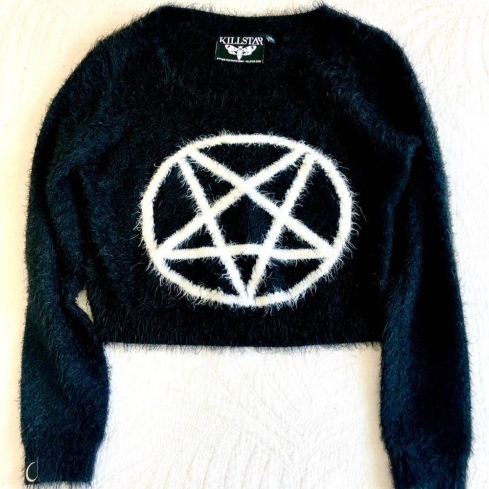 KILLSTAR Pentagram Crop Sweater Size XL